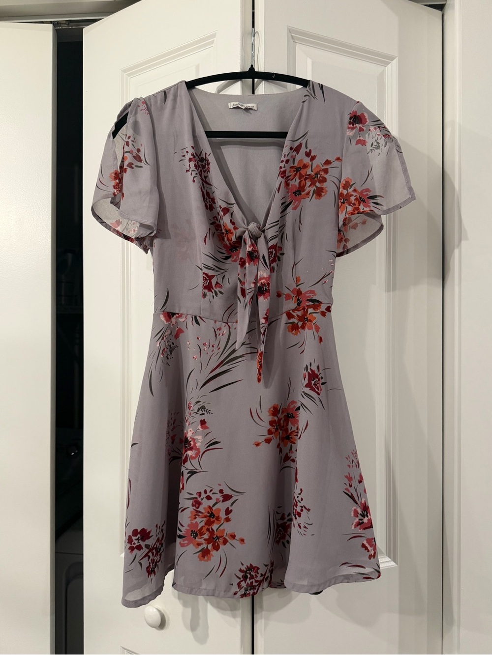 Charlotte Russe Lavender Mini Dress with Red Floral Print